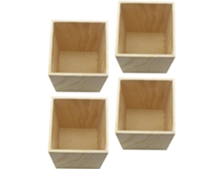 Juego De 4 Portalápices De Madera Natural, Soporte De Escritorio De Madera Resistente Para Lápices, Pinceles Y Utensilios.