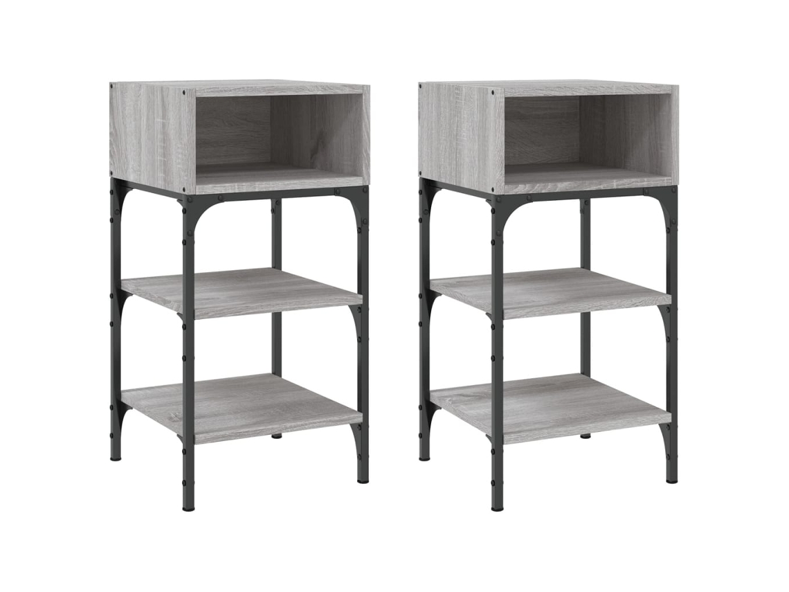Juego de mesitas de noche derivadas de madera gris Sonoma 35x34,5x70 cm MAISON EXCLUSIVE