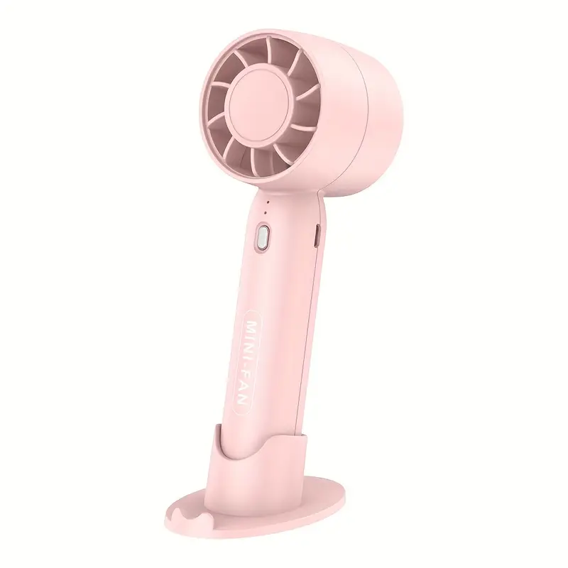 Mini ventilador portátil, carga USB, 3 velocidades ajustables, con base Eifson (rosa)