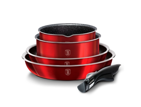 Batería de Cocina Aluminio Forjado 9 Piezas, BERLINGER HAUS, AT-6145, Inducción, Asa Extraíble