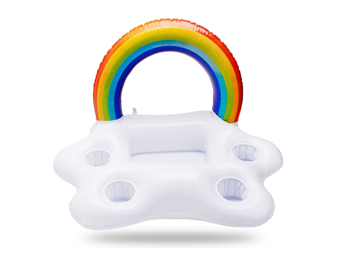 MEOIRUERY Portavasos inflable flotante con forma de nube arcoíris, accesorios para spa y piscina, flotadores divertidos para fiesta