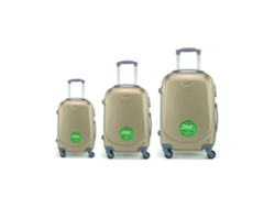 Juego De 3 Maletas Equipaje De Mano Viaje Cabina Grande Mediana Pequeña 4 Ruedas Giratorias 360º Oro DED