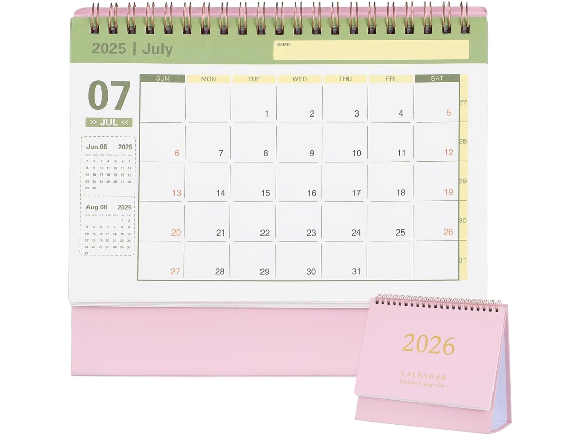 Calendrier Bureau 2026 Rose Petit De 2025-2026 Agenda Mensuel Pour Planification Quotidienne Maison