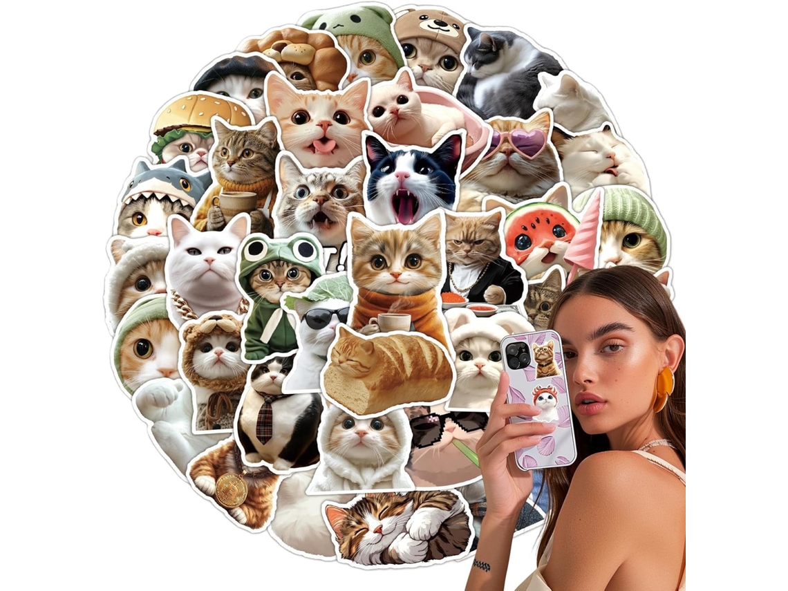 Pegatinas de memes de gatos, pegatinas de animales lindos, pegatinas estéticas de mascotas, diario, portátil Jortmrd