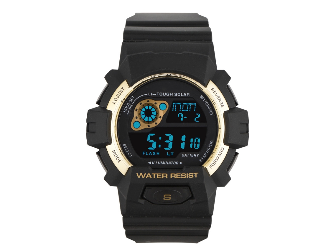 Reloj Deportivo Digital Multifuncional Estilo Electrónico Impermeable Para Hombres Oro