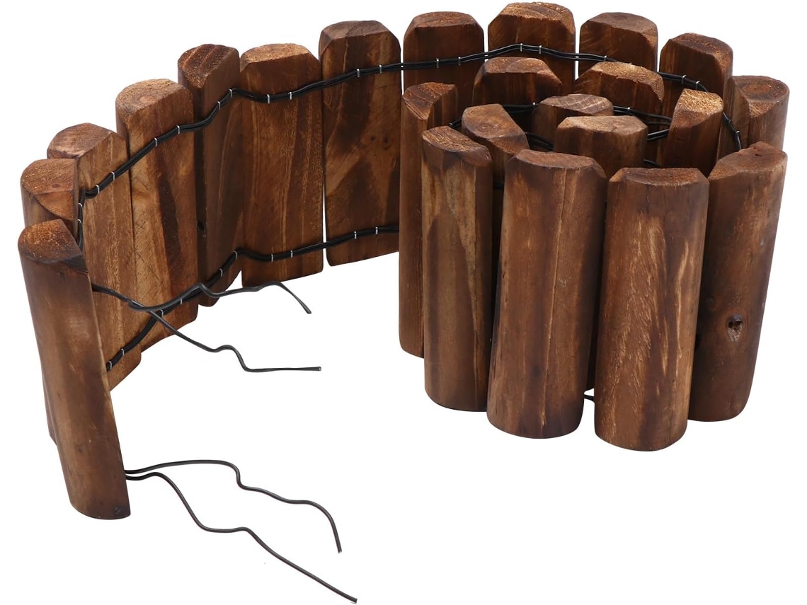 Valla De Postes De Madera Carbonizada Inoomp De 15 Cm De Altura, Valla De Jardín Duradera, Valla Decorativa Para