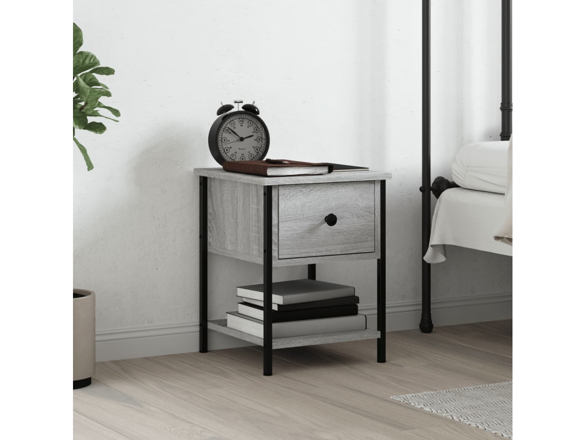 Mesita de Noche 34X35,5X45 Cm Derivados Madera Gris Sonoma