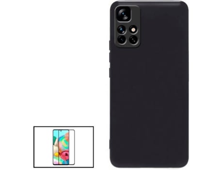 Kit Protector de Cristal Templado 5D Full Cover y Funda Silicona Liquida Xiaomi Redmi Note 11T 5G PHONECARE Negro