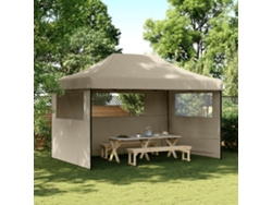 Carpa plegable para fiestas con 3 paredes, color gris-marrón.