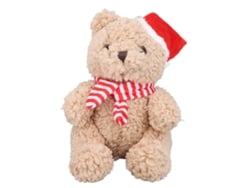 Rebe-oso De Peluche Navideño Con Gorro De Papá Noel Y Bufanda Rayada Roja 9.06in Juguete De Navidad Decoración