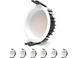 Rebe-6pcs Foco Empotrado Led 7w 3000k, Ángulo 100°, Tamaño De Agujero 85mm, Aluminio, 220-240v, Ahorro Energético