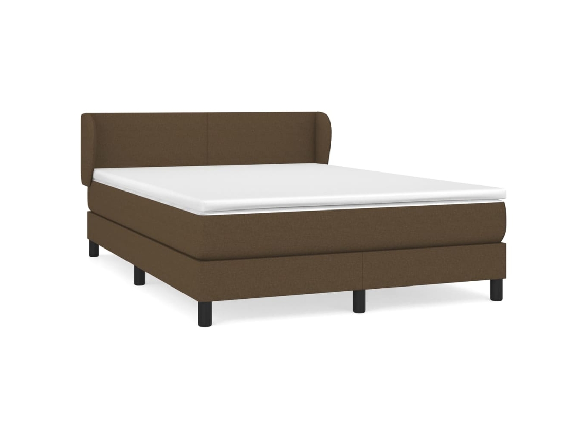 Maison Exclusive - Cama Box Spring Con Colchón Tela Marrón Oscuro 140x200 Cm