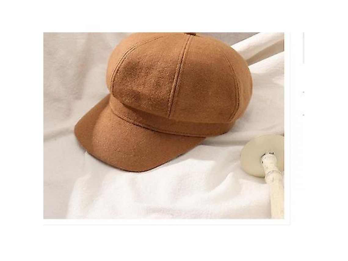 Gorra De Mujer Con Visera Alta, Gorra Plana Octogonal Cálida, Talla M (56-58 Cm), Invierno, Primavera, Otoño.