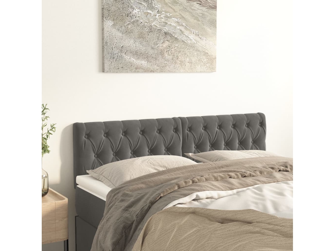 Cabeceros 2 Unidades De Terciopelo Gris Oscuro 80x7x78/88 Cm