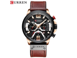 Reloj De Hombre Resistente Al Agua (oro Rosa Y Marrón), Seis Manecillas, Multifuncional, Esfera Grande Y Elegante, Calendario.