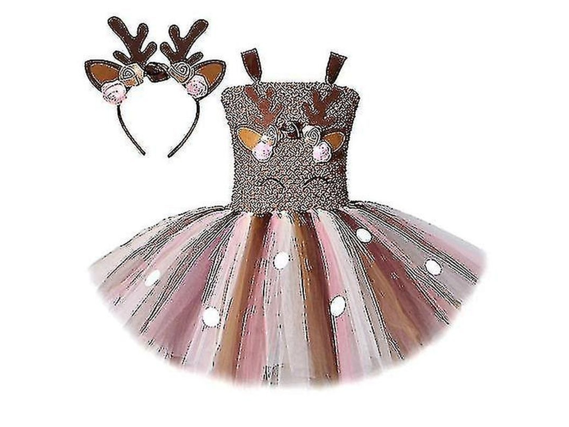 2026-disfraz De Ciervo Navideño Para Niñas Vestido Tutu Animal Reindeer Outfit De Cumpleaños Infantil
