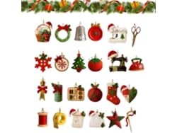 Calendario de Adviento | Accesorios de escritorio 2D, cuenta regresiva de 24 días para Navidad con colgantes |