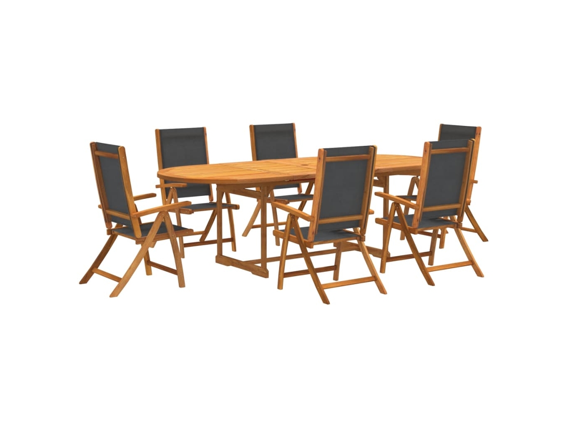 Maison Exclusive - Juego Comedor De Jardín 7 Pzas Madera Maciza Acacia Y Textileno