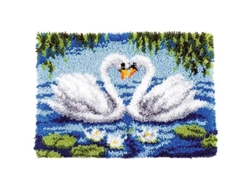 Kit de ganchillo DIY con aguja y tope para hilo, Alfombra de cisne 52x38cm, Manualidades para niños, adultos y principiantes - CHARM