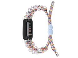 Correa ajustable para reloj inteligente con cuerda trenzada y decoración de perlas para Fitbit Inspire 3 Ly Ebike