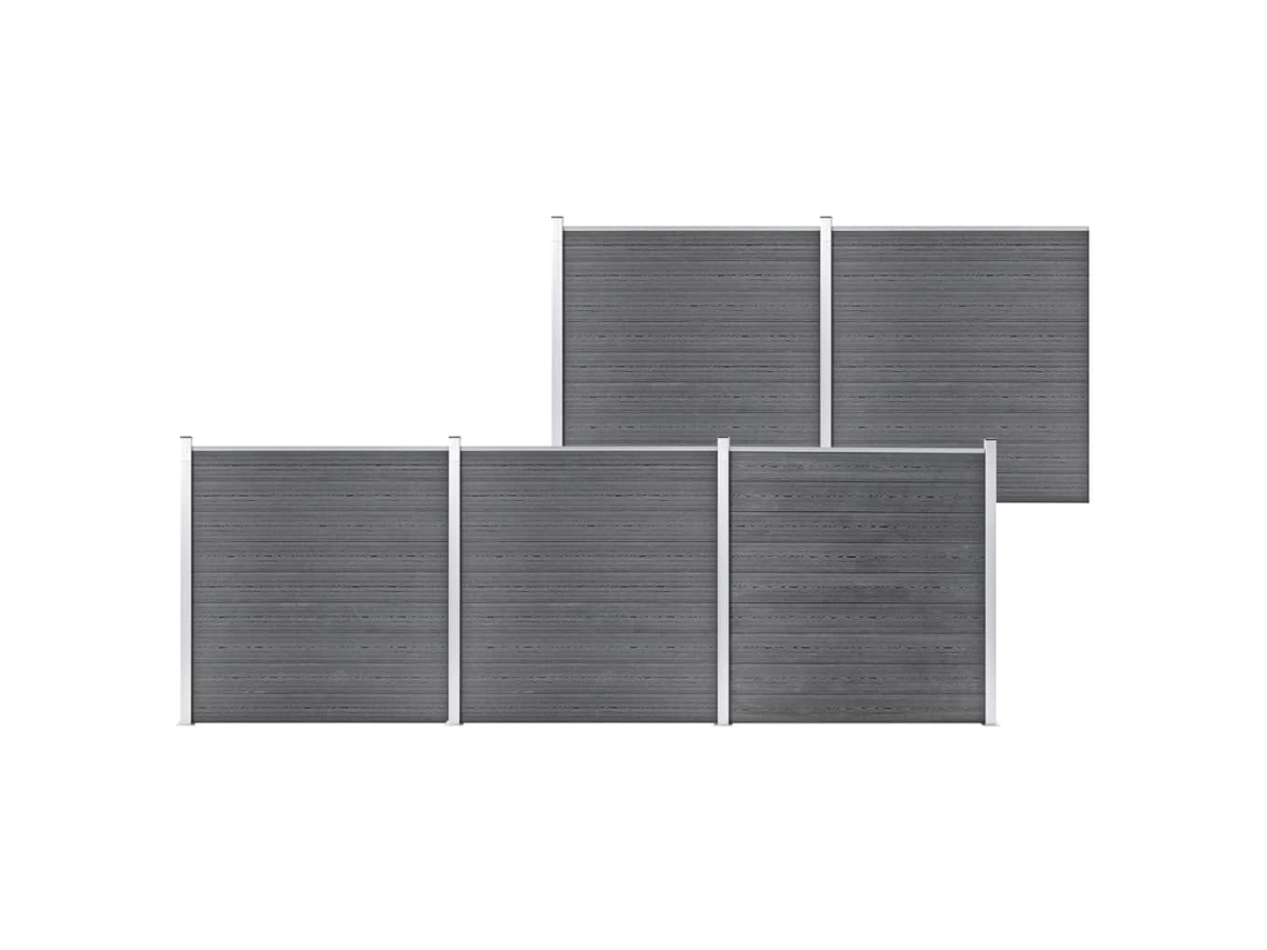 Panel de valla de jardín de 872 x 186 cm, WPC, gris, DKD HOME DECOR