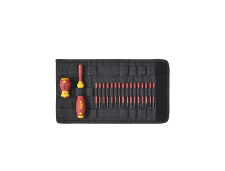 WIHA Juego de destornilladores y bits slimVario® en surtido, de 19 unid., incl. bolsa plegable (41231)