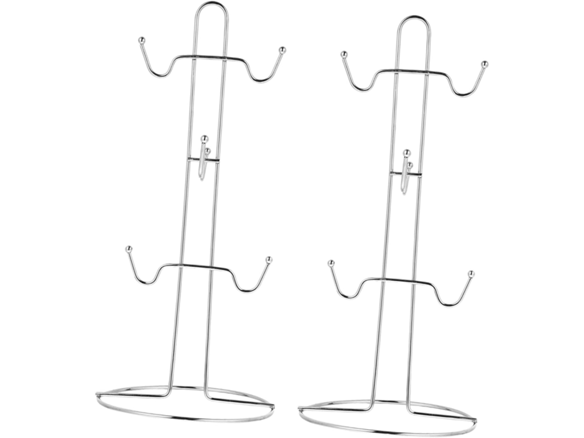 De 2 Portavasos De Hierro Con Escurridor, Organizador De Tazas Negro, Compacto Para Cocina Y Cafetería.