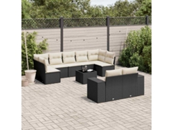 Conjunto de sofás de jardín de 10 piezas DKD Home Decor con cojines de mimbre negros