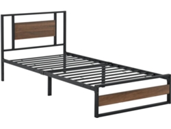 Cama Individual [ES.CASA] (209 x 94 x 88,5 cm - Acero - Negro)