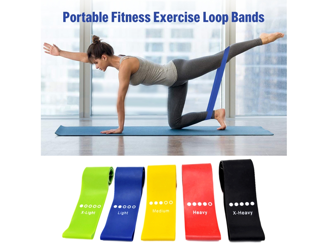 Juego De 5 Bandas Elásticas De Resistencia Rosas Para Mujeres Y Hombres, Para Ejercicios De Yoga, Entrenamiento De Piernas, Gimnasio En Casa.