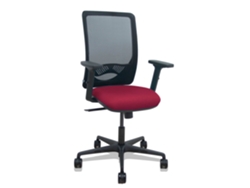 Silla De Oficina Zulema Con Mecanismo Sincro Tapizada Con Tela Color Granate Y Malla Color Negro