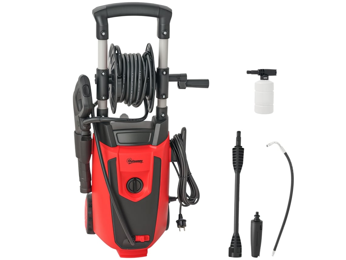 Lavadora Alta Pressão 1800w Acessórios Parada Automática 30x27,5x76cm Vermelho Preto