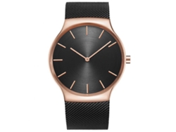 Reloj De Pulsera De Cuarzo Ultrafino De Malla De Aleación Para Hombre (blanco Y Negro)