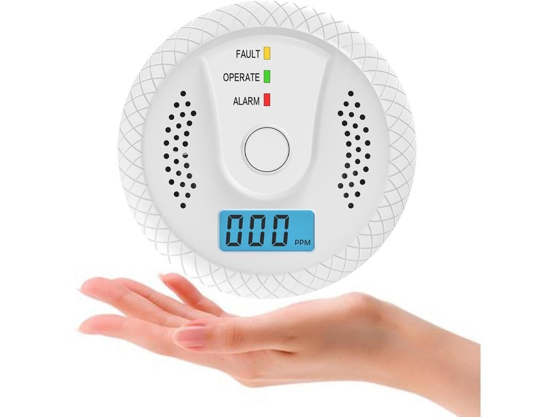 Detector De Monóxido De Carbono Con Pantalla Led Y Alarma Sonora Y Visual De 85 Decibelios.
