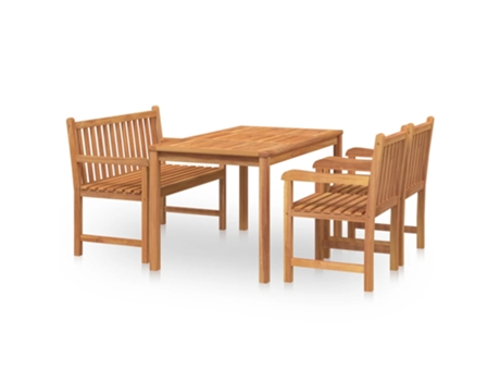 Conjunto 4 de comedor de jardín VIDAXL madera maciza de teca