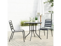 Sillas Jardín Apilables 3 Uds | Silla De Exterior Acero Recubrimiento Polvo Gris