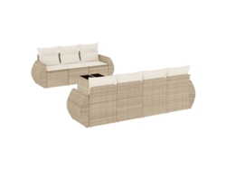 Maison Exclusive - Juego De Sofás De Jardín Con Cojines Beige 8 Pzas Ratán Pe