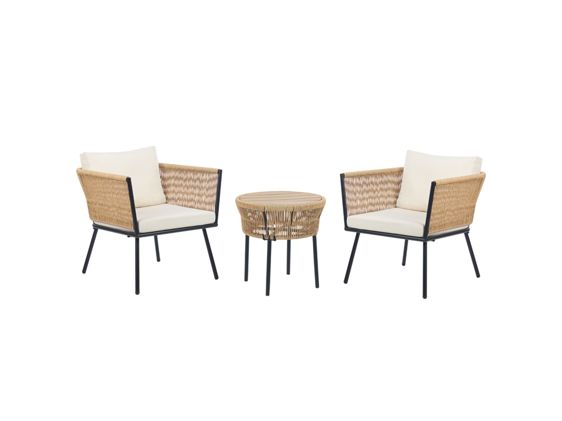 Conjunto de balcón BELIANI Gargano de Ratán sintético Beige 68x70x72