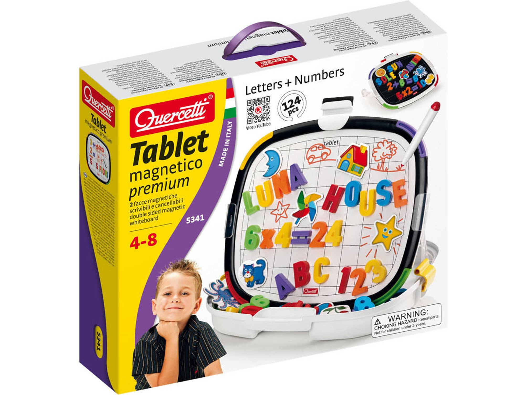 Juego Educativo QUERCETTI Magnetic Pizarra Premium Doble Letr Num 124 pz (Edad Mínima: 4 Años - 40 x 34 x 9 cm)