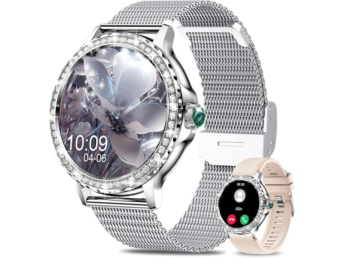 Relojes inteligentes para mujer, reloj de actividad física HD de 1,3 pulgadas con monitor de presión arterial y frecuencia cardíaca, Bluetooth Yizhood