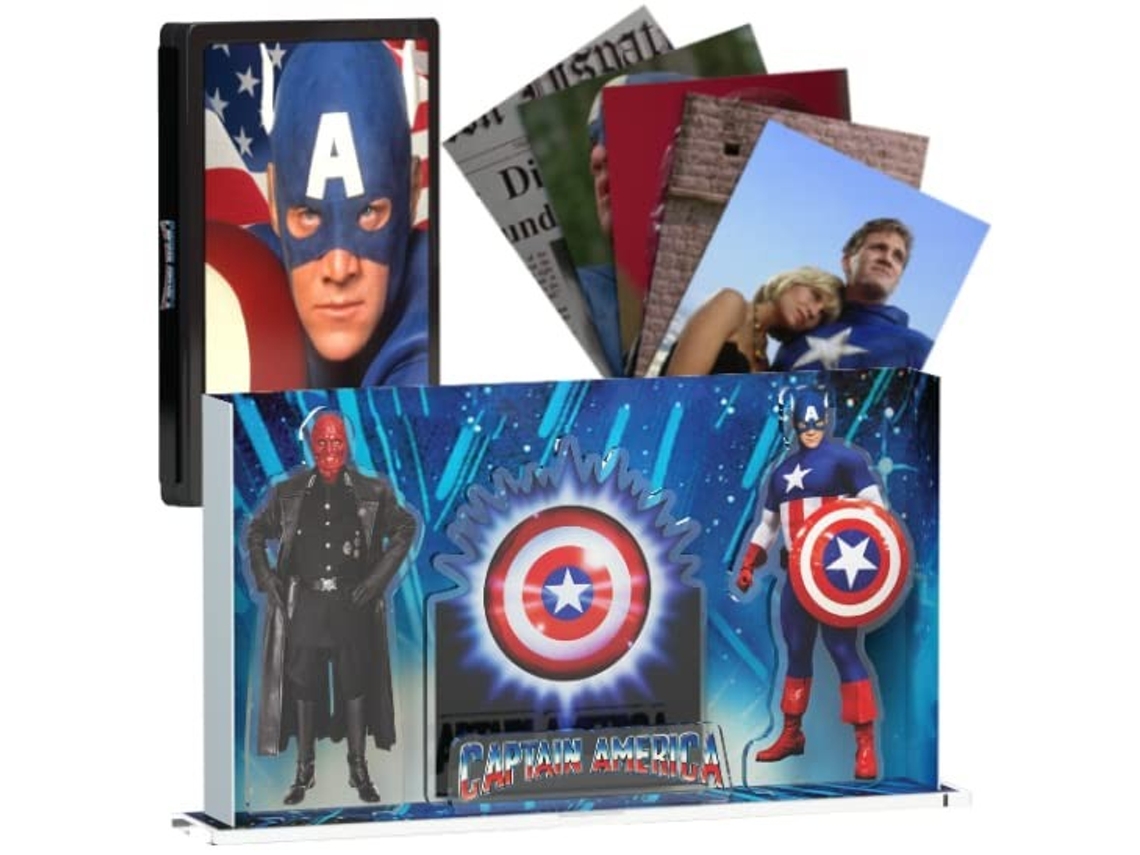 Display  DVD STORE SPAIN 3D Capitán América 1990 Expositor Steelbook Versión 6 + Blu Ray