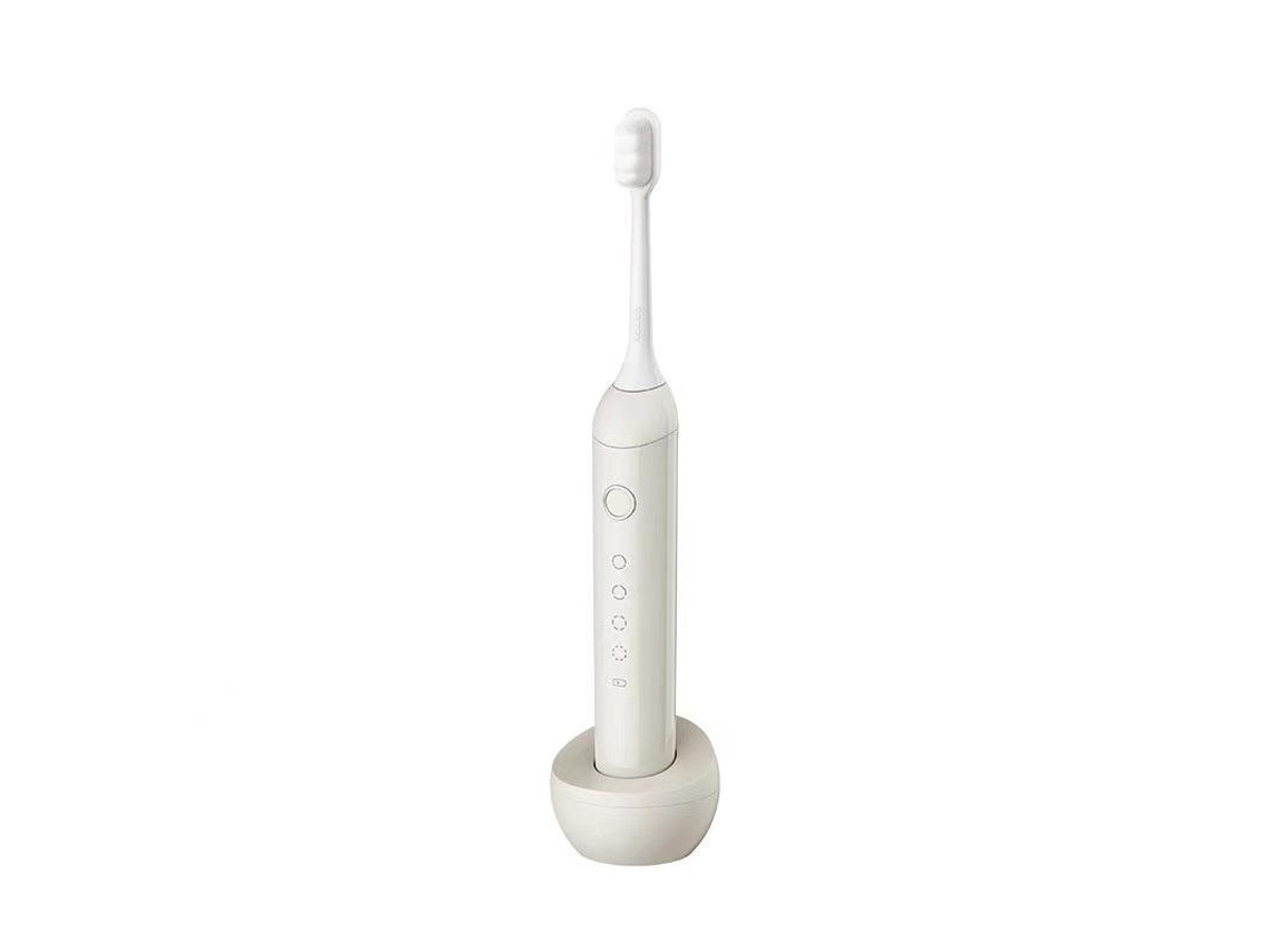 Cepillo de dientes eléctrico Sfushos S1808 con levitación magnética para adultos. Cerdas suaves, recargable, color blanco crema.
