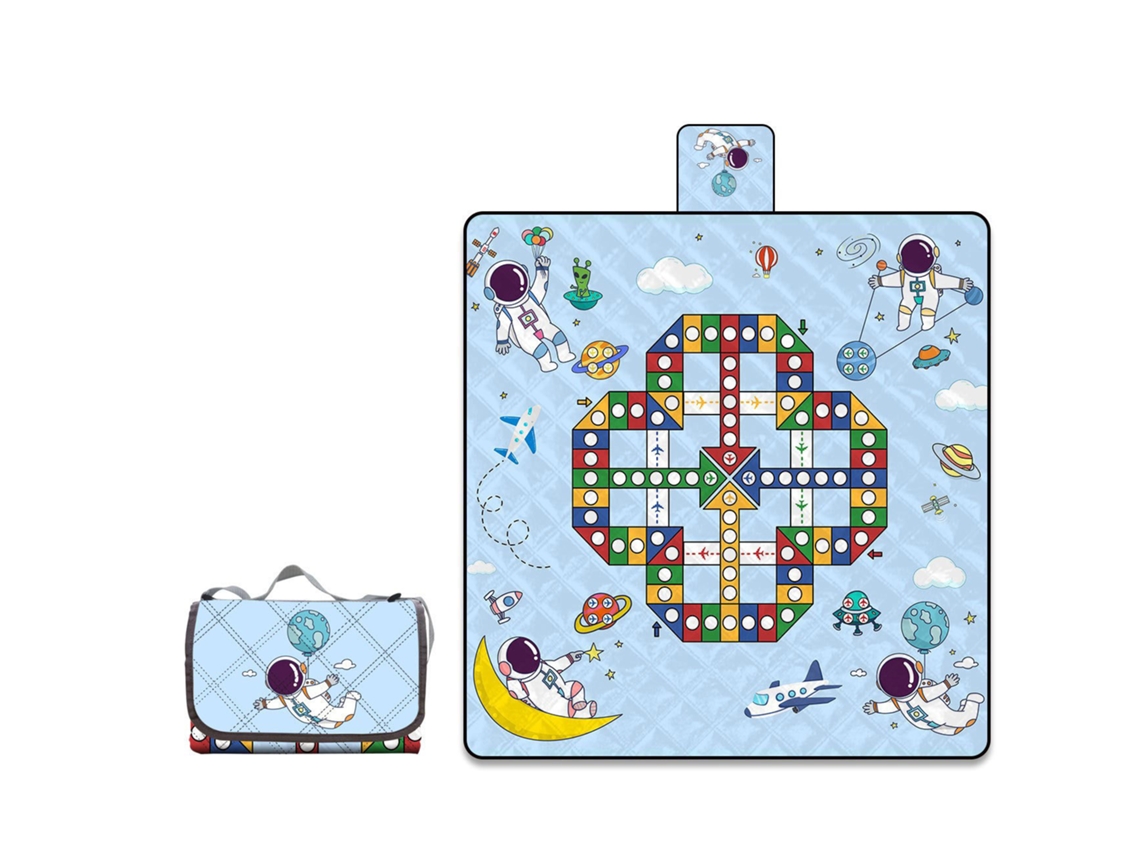 Manta de picnic impermeable con asa, portátil y plegable, estampado de dibujos animados, 150x200cm (astronauta) Czhhmart