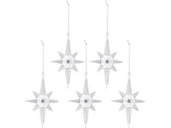 Juego 5 Colgantes Decorativos Led Brillantes Forma Estrella Puntas Plástico Ligero Tamaño Decoración Árbol