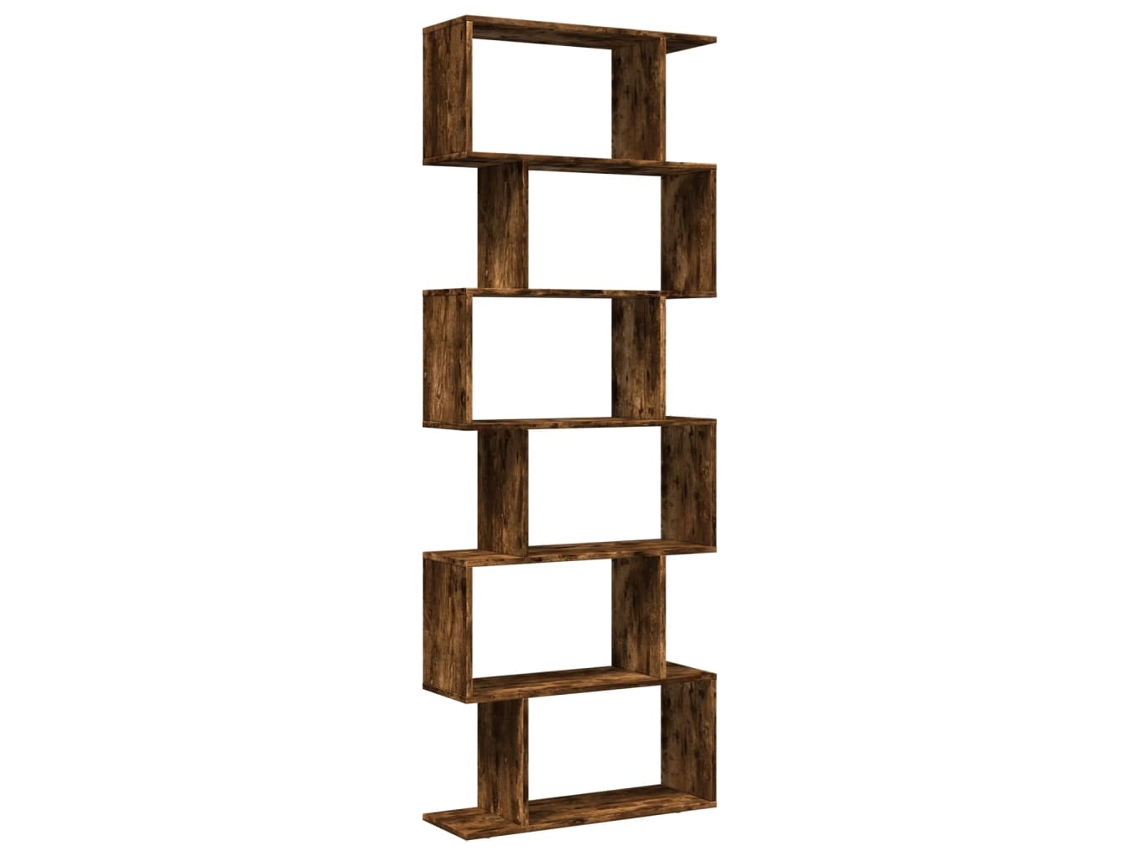 Librería divisoria de 6 niveles en madera de roble ahumado - EXCLUSIVA DE LA CASA