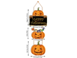 Letrero colgante de calabaza de Halloween 2024 con bruja y murciélago, pancarta decorativa para puerta de entrada, estilo B Viewleaf