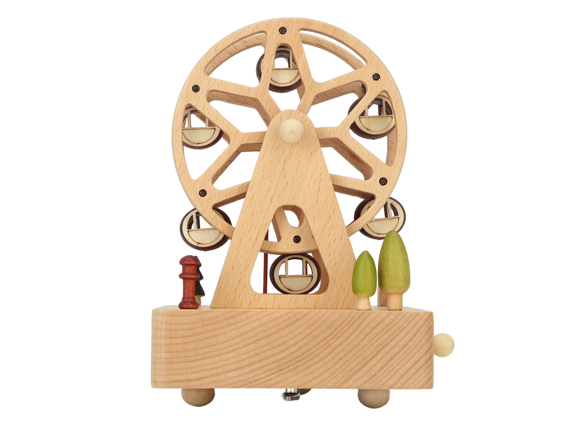 2026-caja Musical De Madera Rueda Ferris Modelo Hecho A Mano Regalo Para Navidad Cumpleaños San Valentín Base Cuadrada