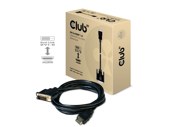 Adaptador HDMI CLUB3D DVI Dual Link para HDMI 1.4 Negro 2m