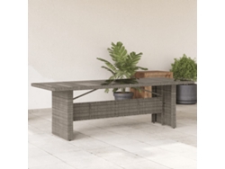 Mesa de Jardín Mesa de Exterior con Tapa de Cristal 240x90x75 cm Mimbre Pe Gris Lovely Home