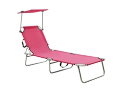 Tumbona plegable con dosel de acero rosa y magenta DKD HOME DECOR